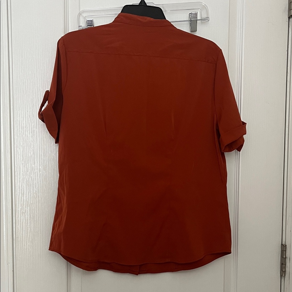 Burnt Orange Button Down Short Sleeve Top - Picture 5 of 5